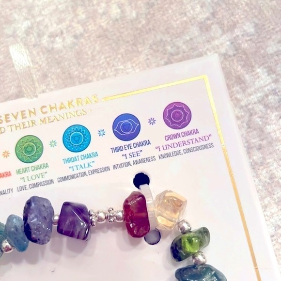 Brand New Genuine Gemstone & Sterling Silver Seven Chakras Stretch Bracelet - Picture 7 of 10